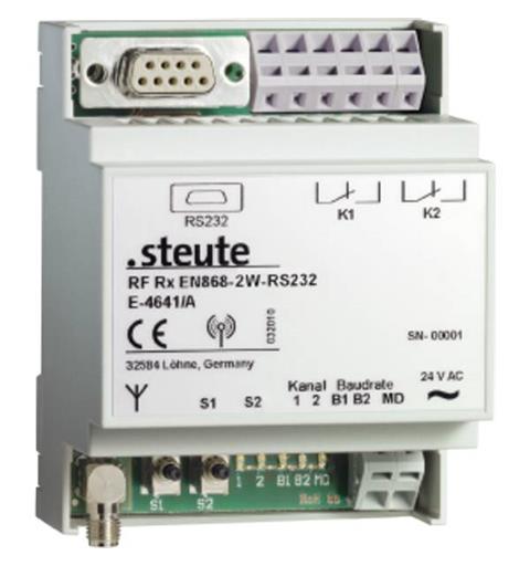 Radio Receiver RF Rx EN868-2-2W 24vAC/DC IP20 v=-15%>+10% 2-Ch. Relay (RS-232)